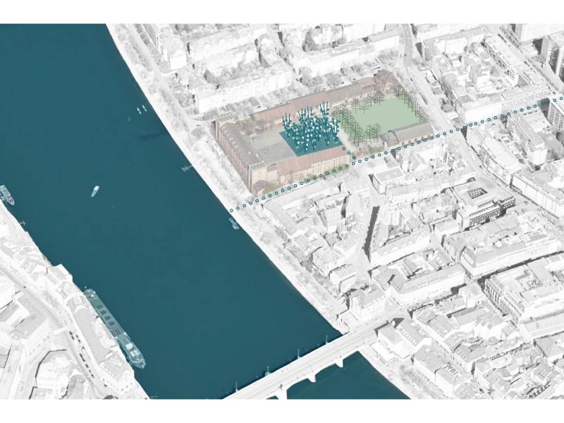 adh₂oC Kaserne: Prototypische Wasserinterventionen als klimaaktive Nutzungsschicht im öffentlichen Raum – Anwendungsbild für die Reaktivierungslogik im dichten Stadtraum.